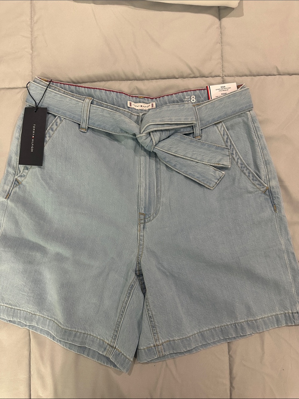 Tommy Hilfiger Light Blue Denim Tie-Waist Women's Shorts